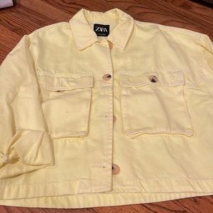 Neon Yellow jean Zara jacket.